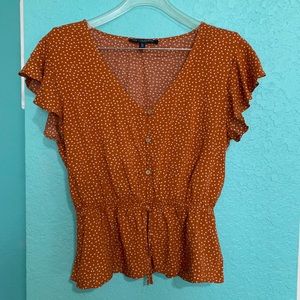 Ruffle Polka Dot Orange Top - size Large